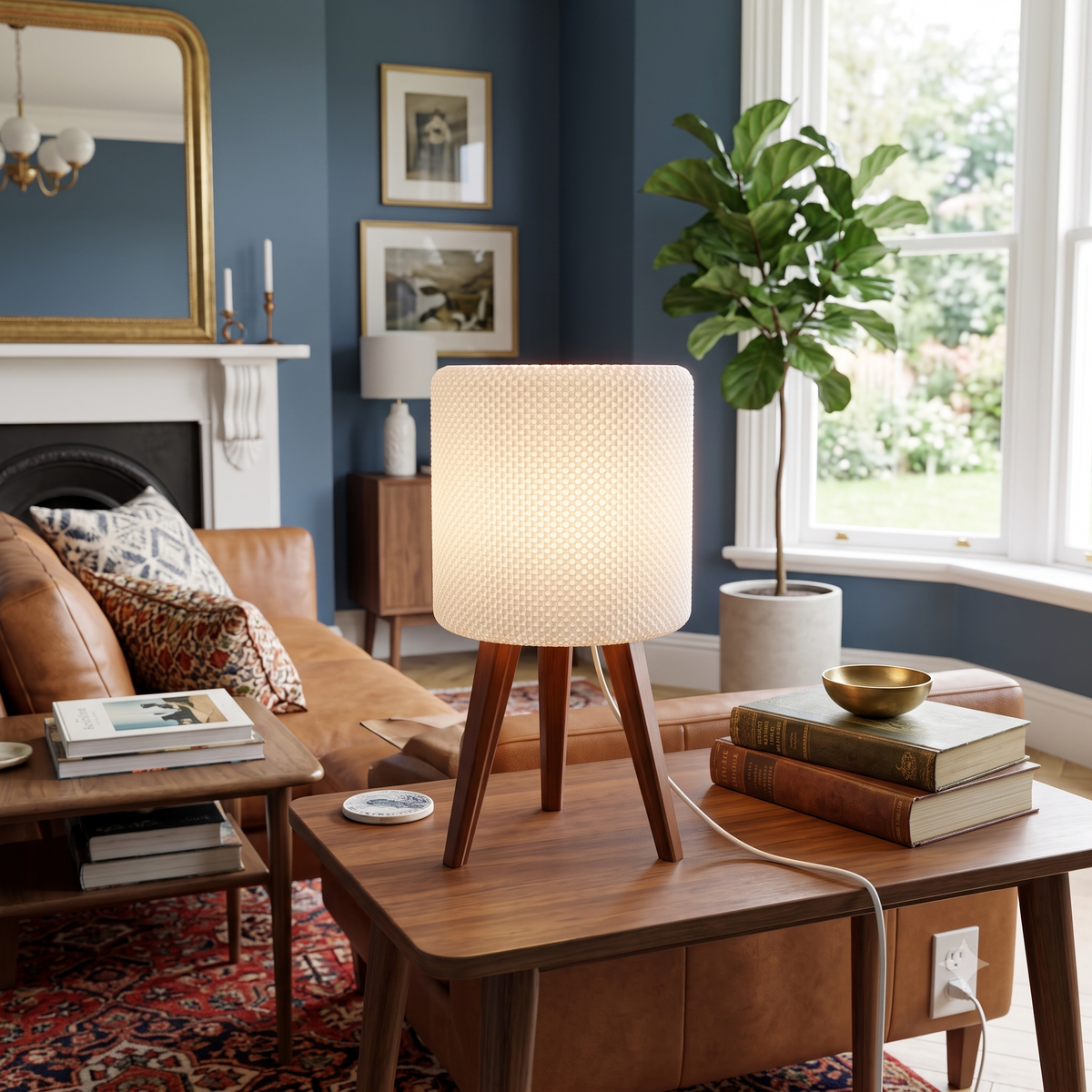 Tripod Table Lamp with Cylinder Shade LED light included