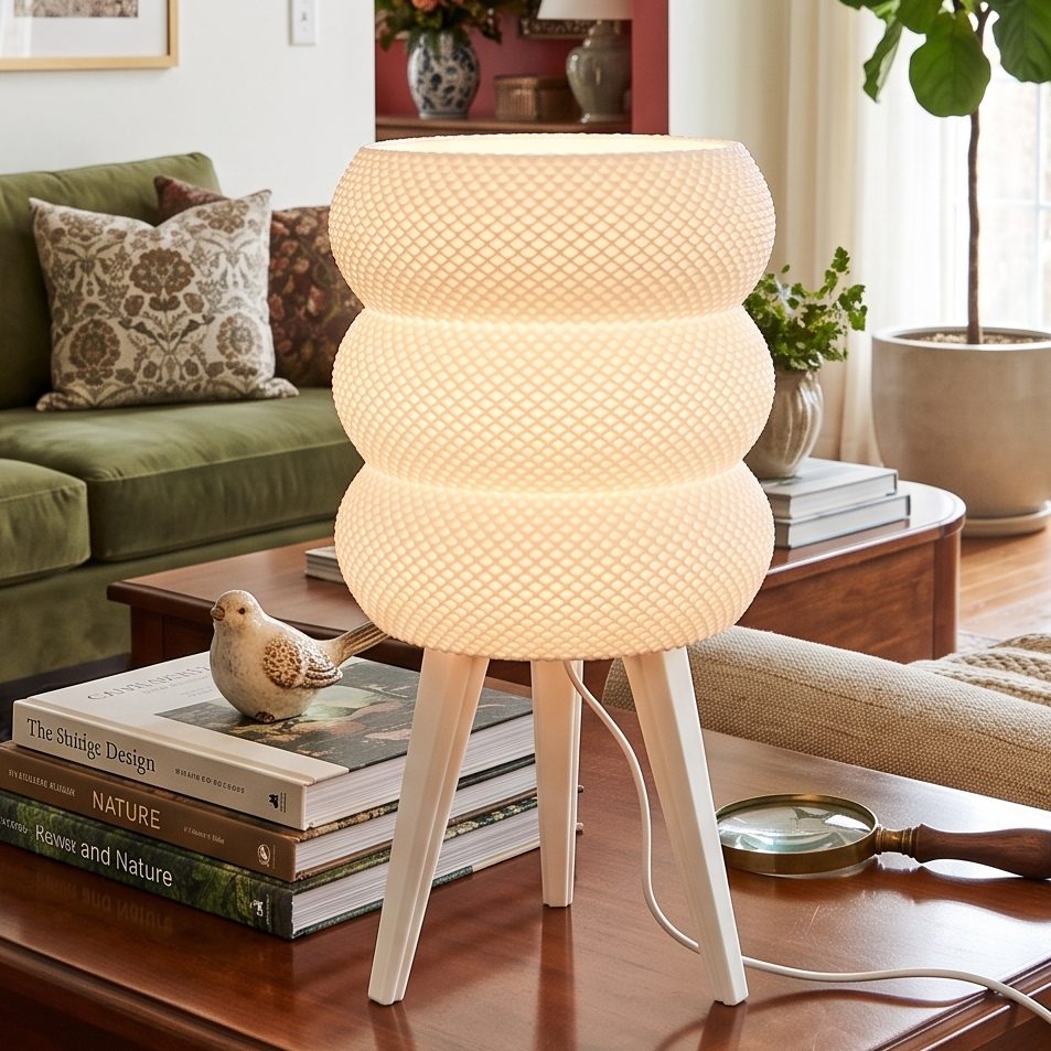 Tripod Table Lamp with Donut Shade LED light included