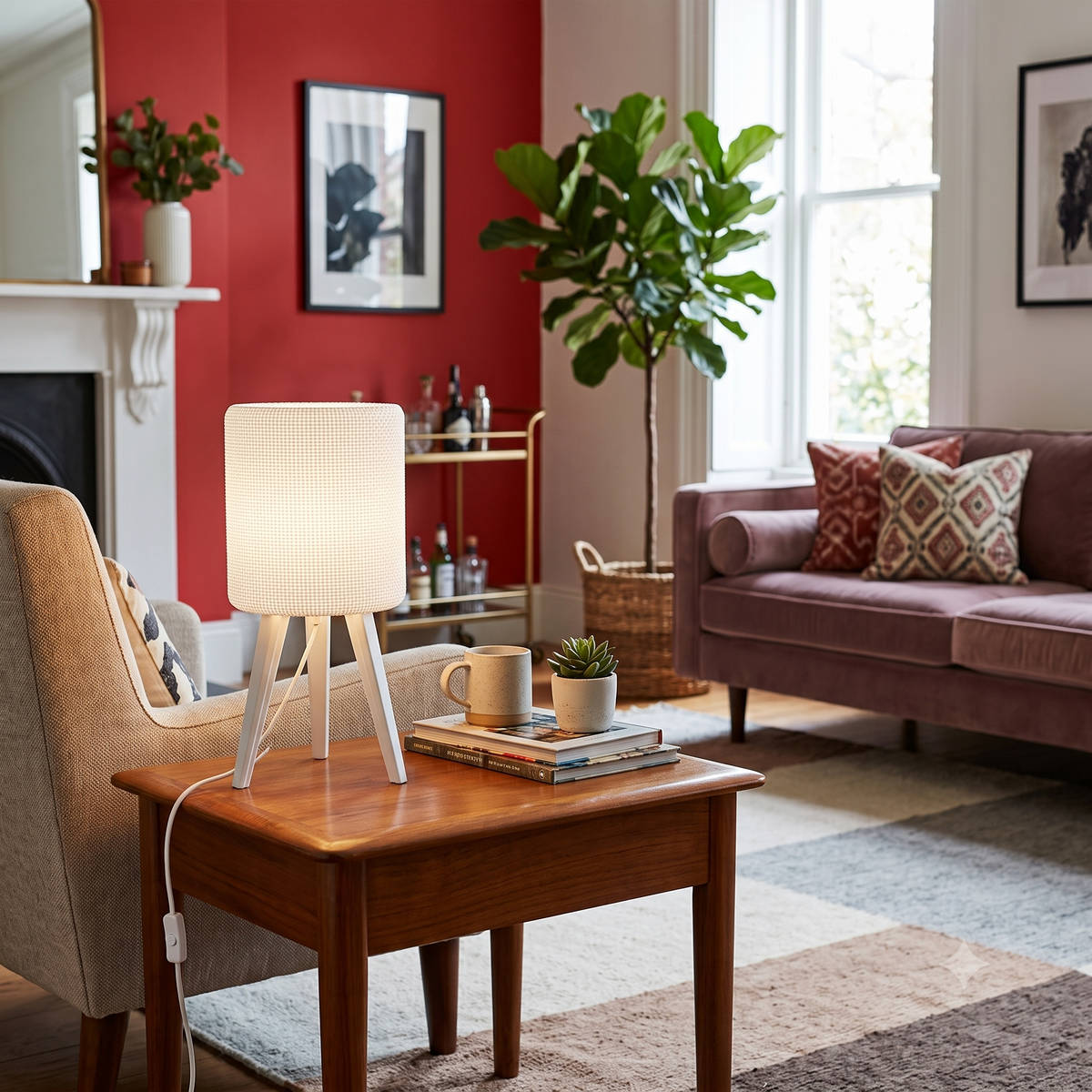 Tripod Table Lamp with Cylinder Shade LED light included