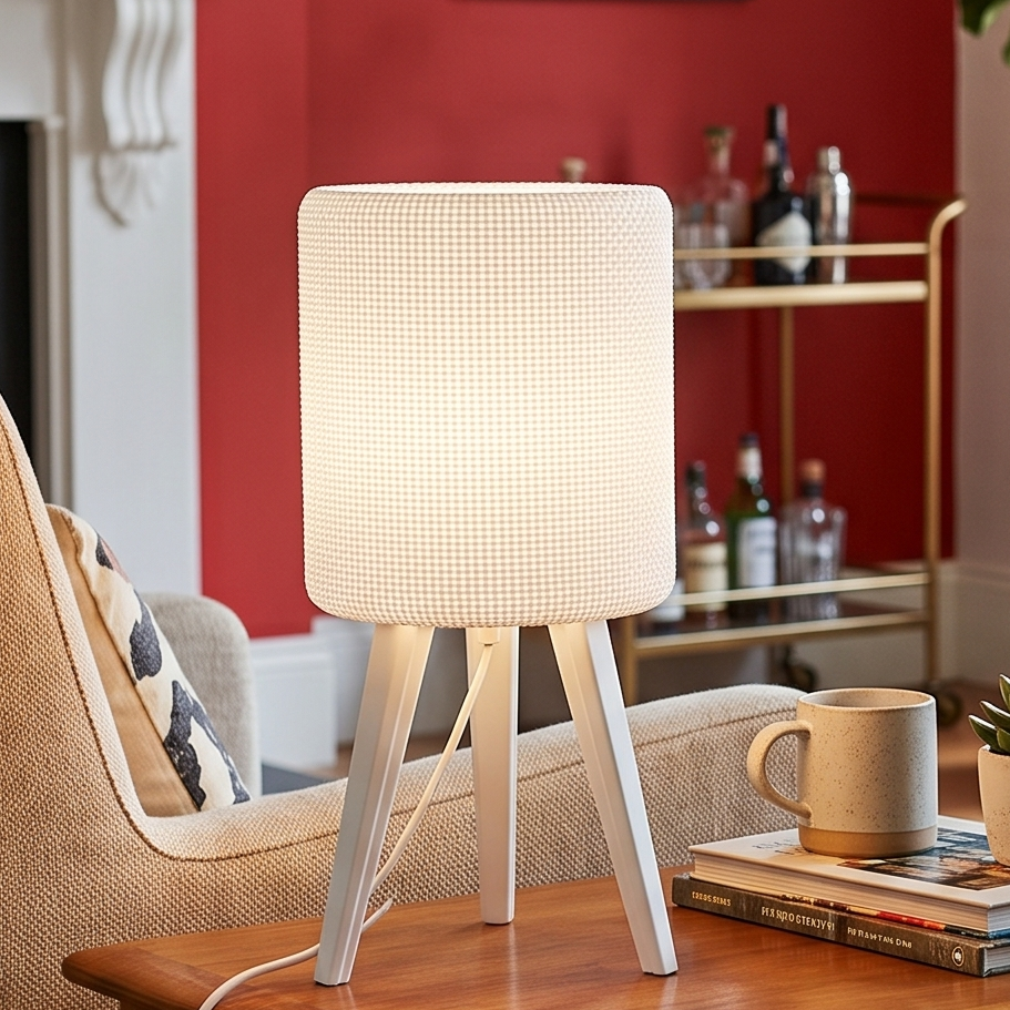 Tripod Table Lamp with Cylinder Shade LED light included