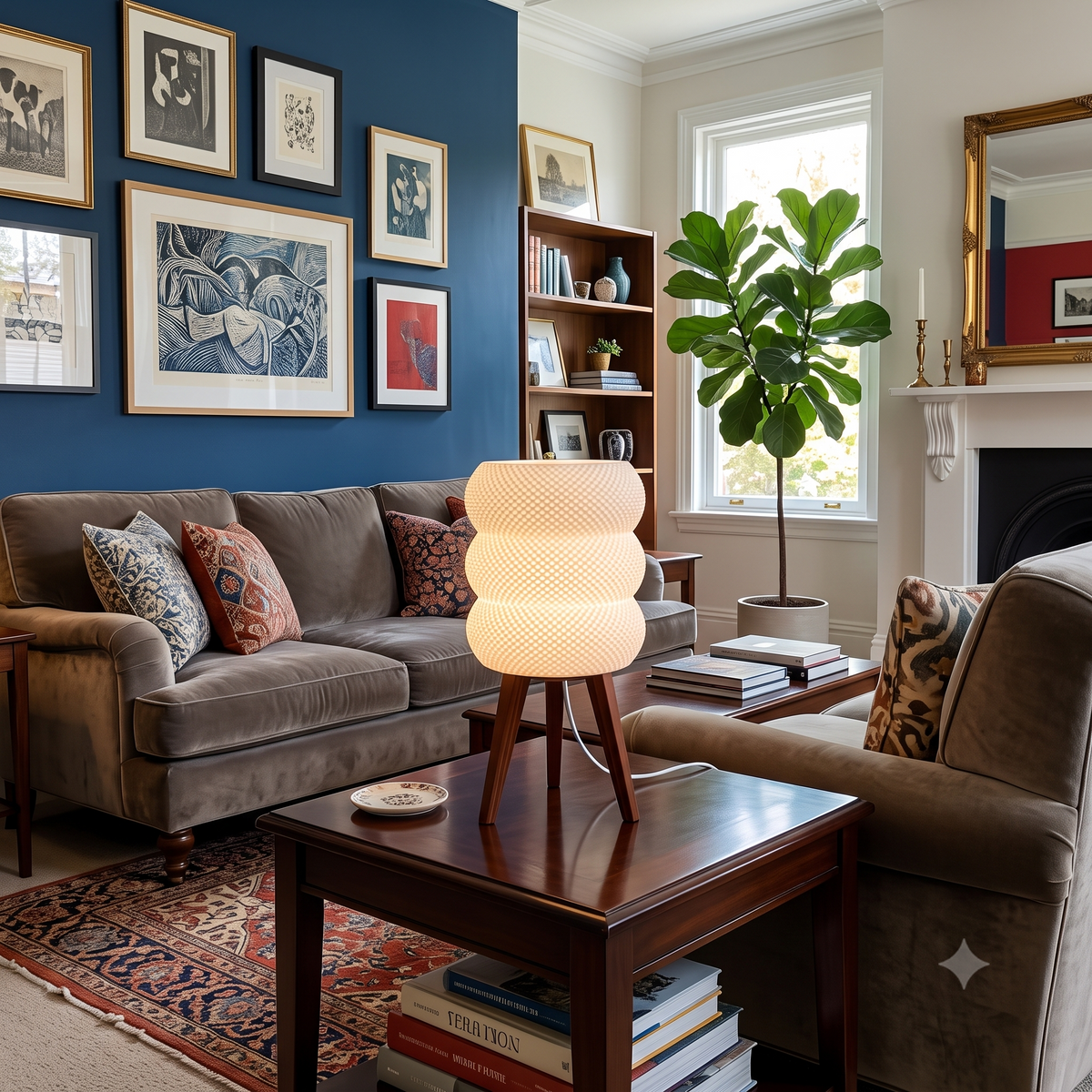 Tripod Table Lamp with Donut Shade LED light included