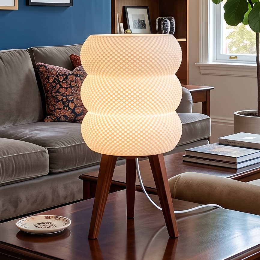 Tripod Table Lamp with Donut Shade LED light included