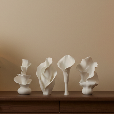 Flower Sculpture Set OF 4 Large (H-18to 20 cms each)White
