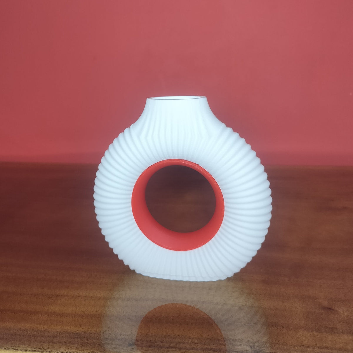 Ribbed Donut Vase Dual tone(H 6.5 Inches)