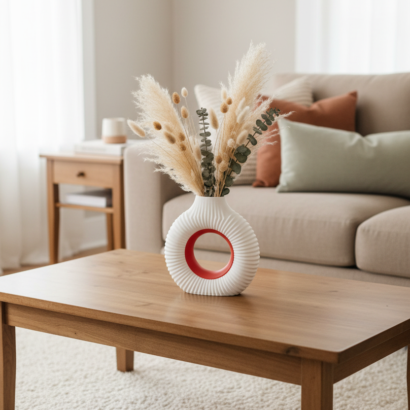 Ribbed Donut Vase Dual tone(H 6.5 Inches)