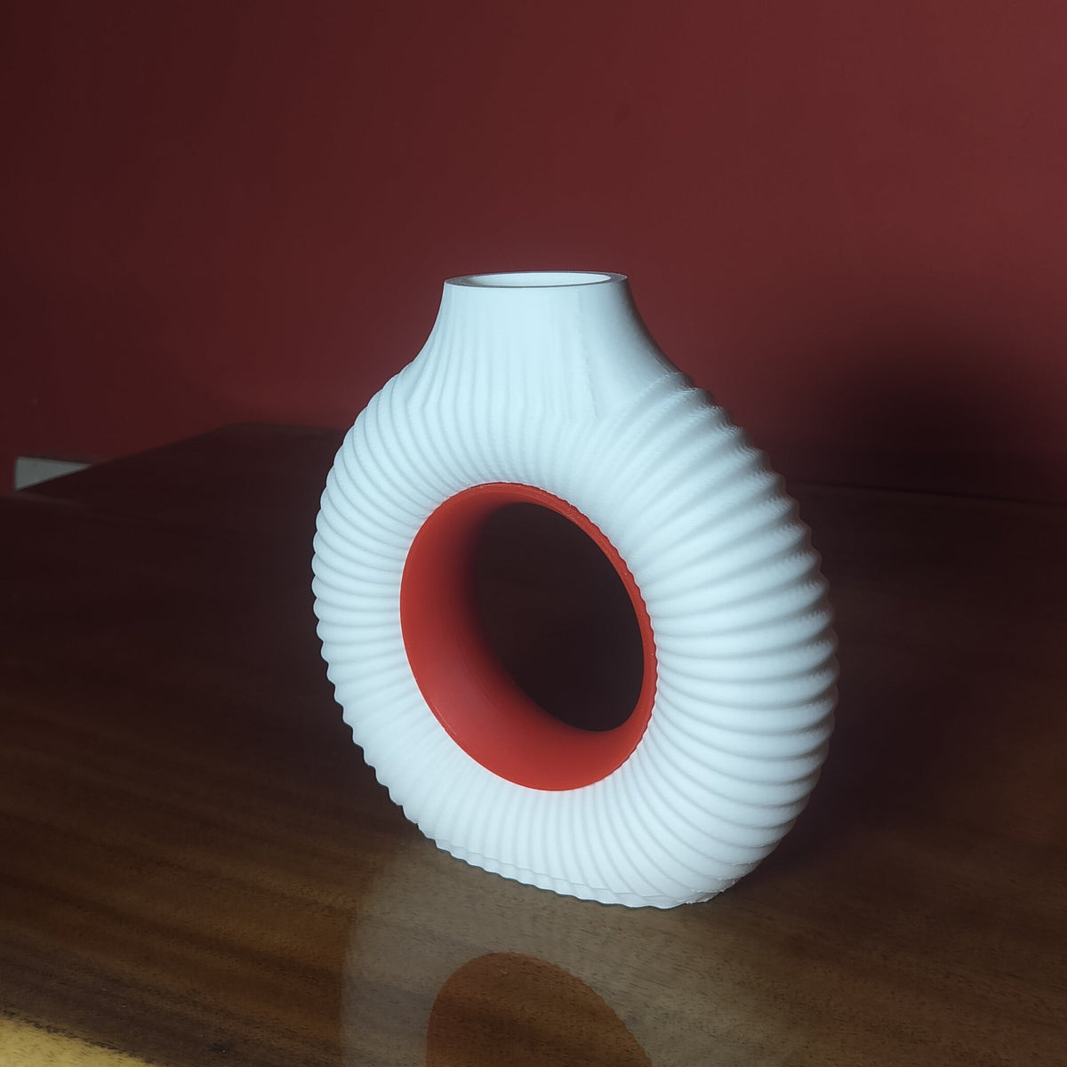 Ribbed Donut Vase Dual tone(H 6.5 Inches)