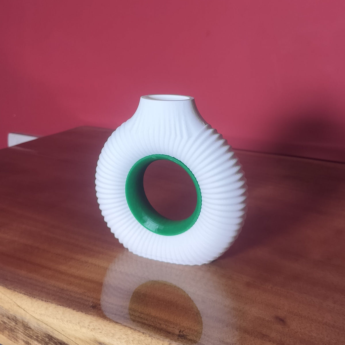 Ribbed Donut Vase Dual tone(H 6.5 Inches)