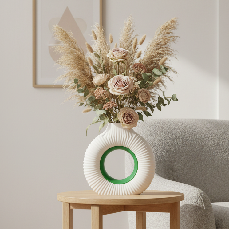 Ribbed Donuts Vase Dual tone (H 8Inches)