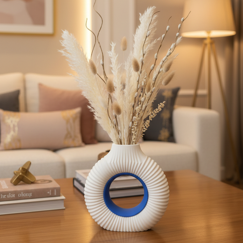 Ribbed Donuts Vase Dual tone (H 8Inches)