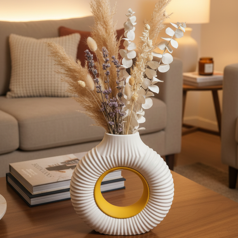 Ribbed Donuts Vase Dual tone (H 8Inches)