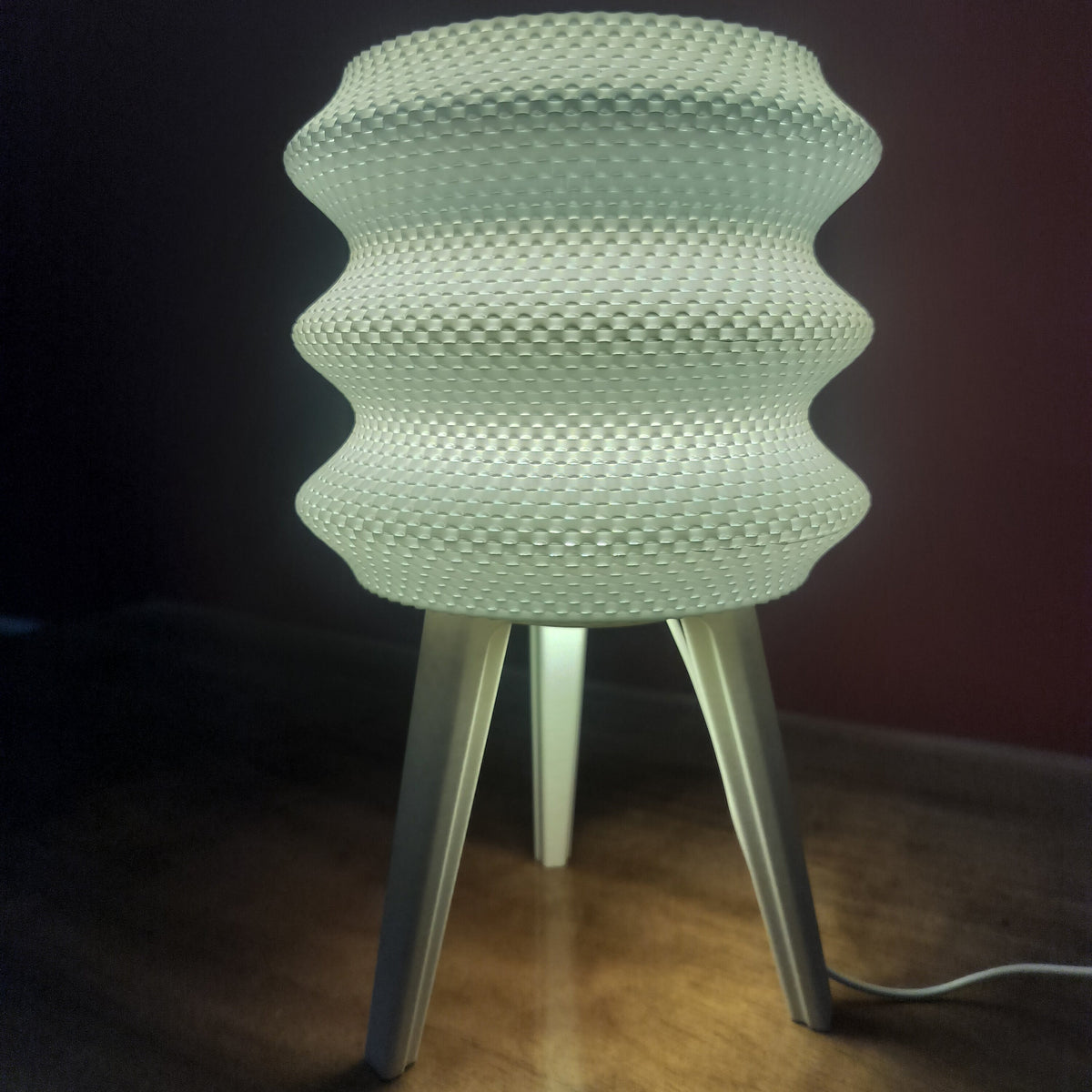 Tripod Table Lamp with Ripple Shade LED light included