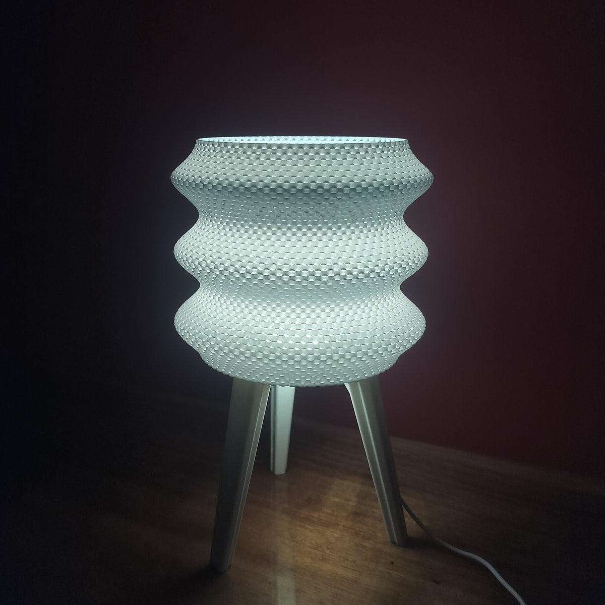 Tripod Table Lamp with Ripple Shade LED light included