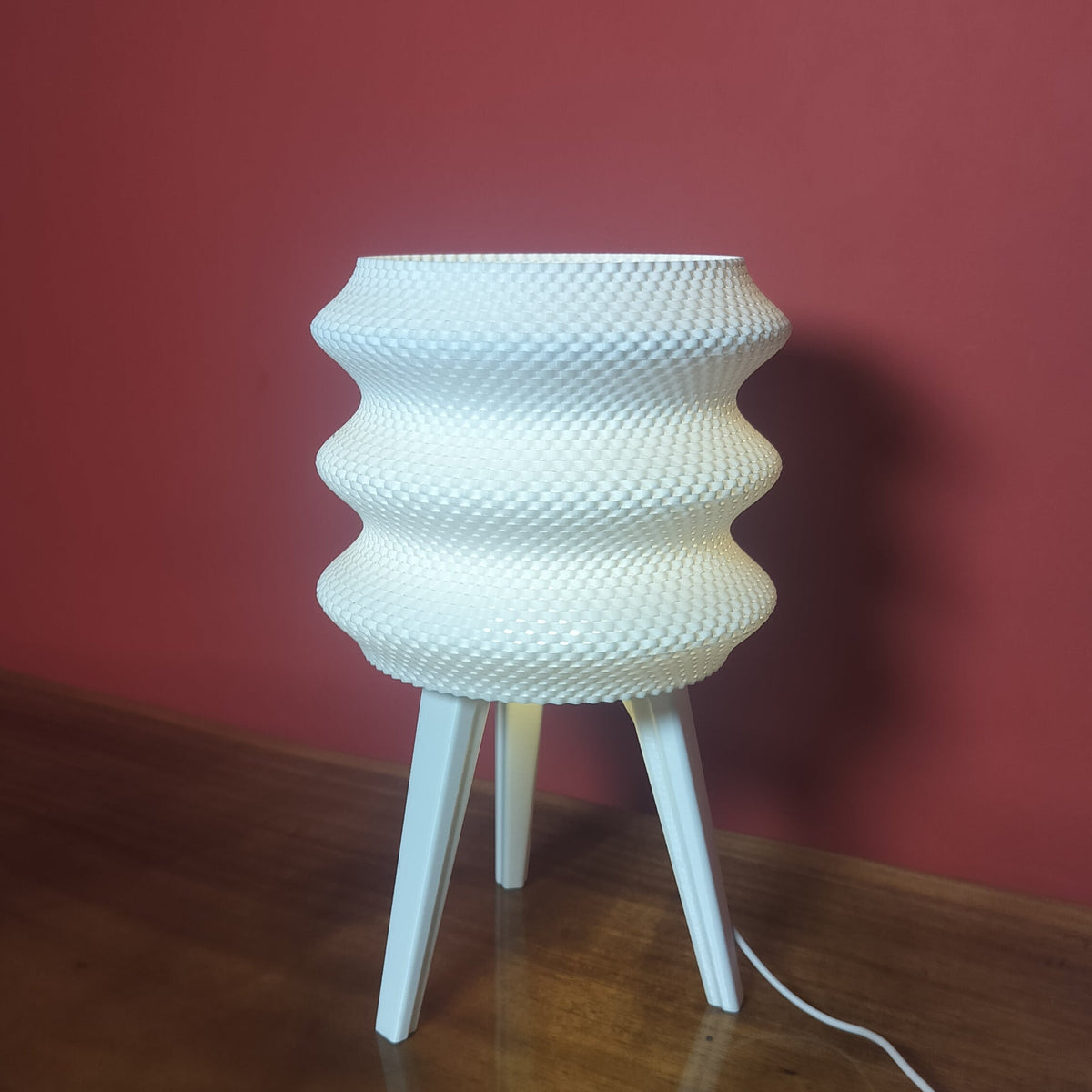 Tripod Table Lamp with Ripple Shade LED light included