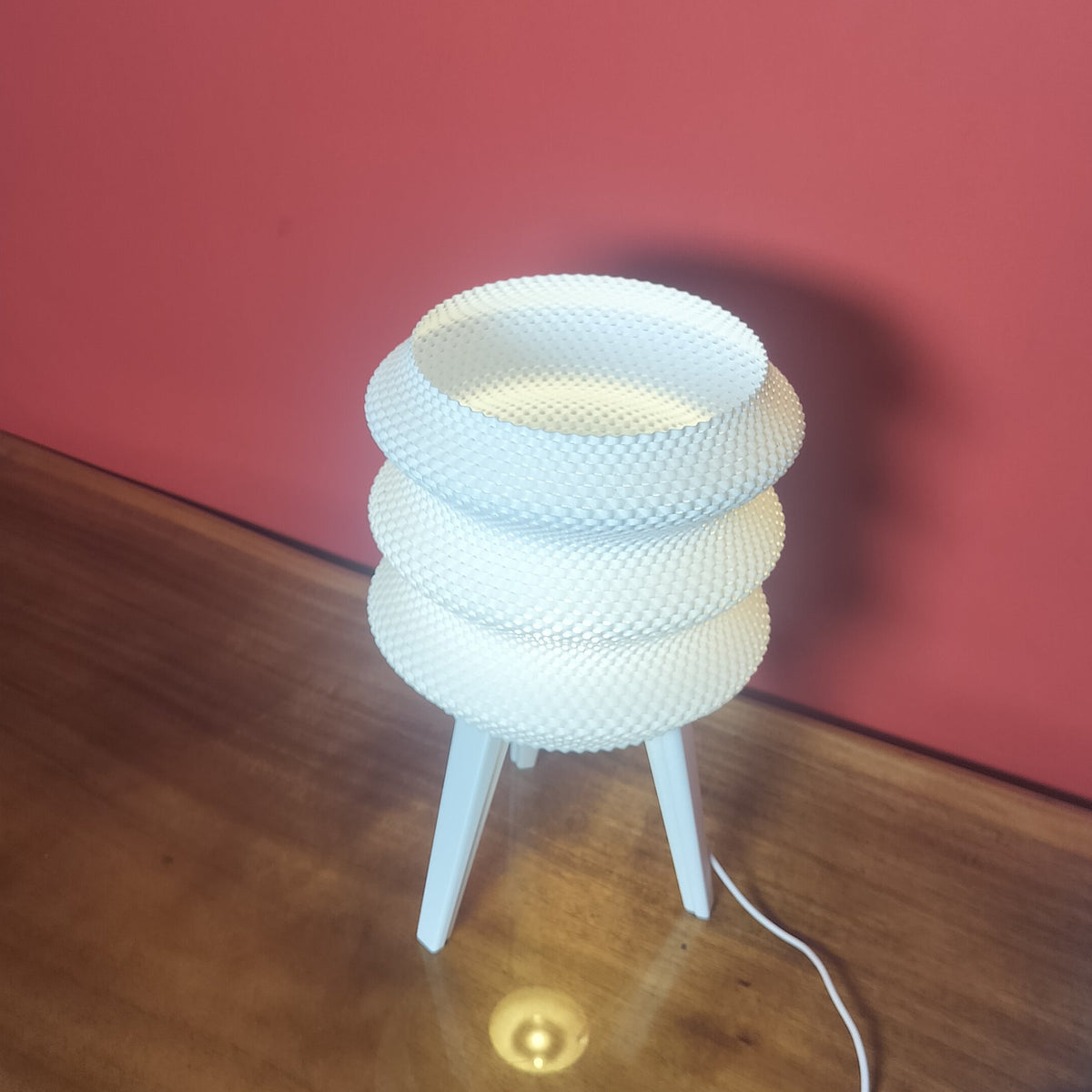 Tripod Table Lamp with Ripple Shade LED light included