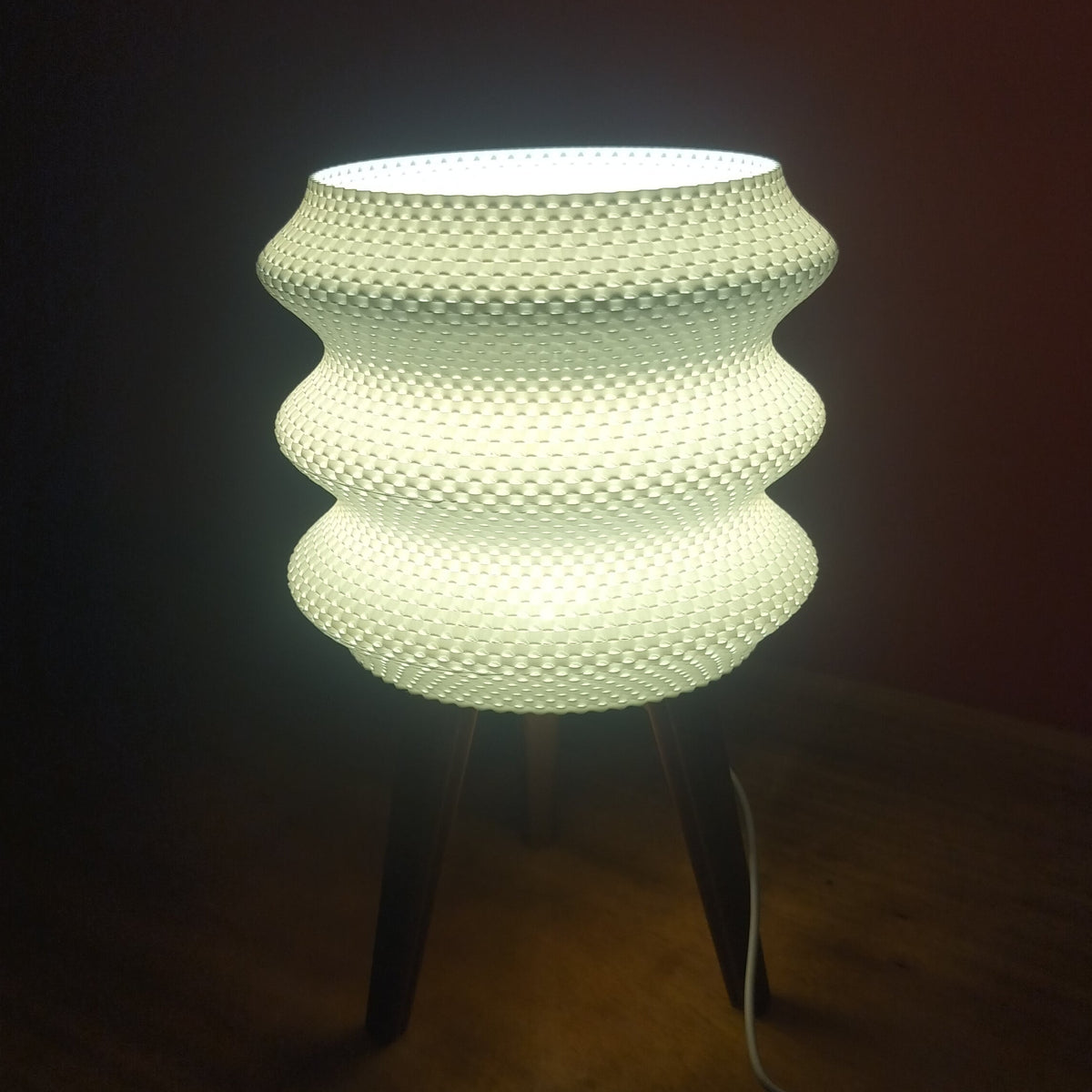 Tripod Table Lamp with Ripple Shade LED light included