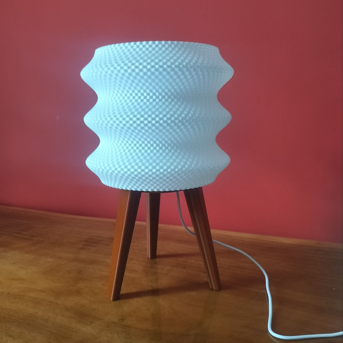 Tripod Table Lamp with Ripple Shade LED light included