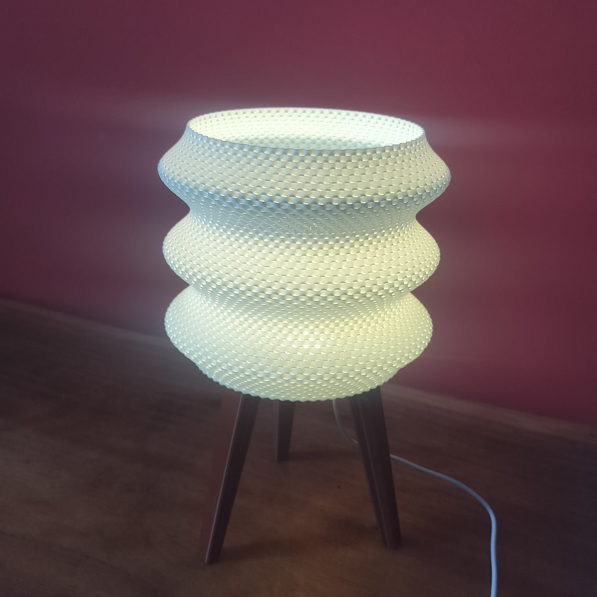 Tripod Table Lamp with Ripple Shade LED light included