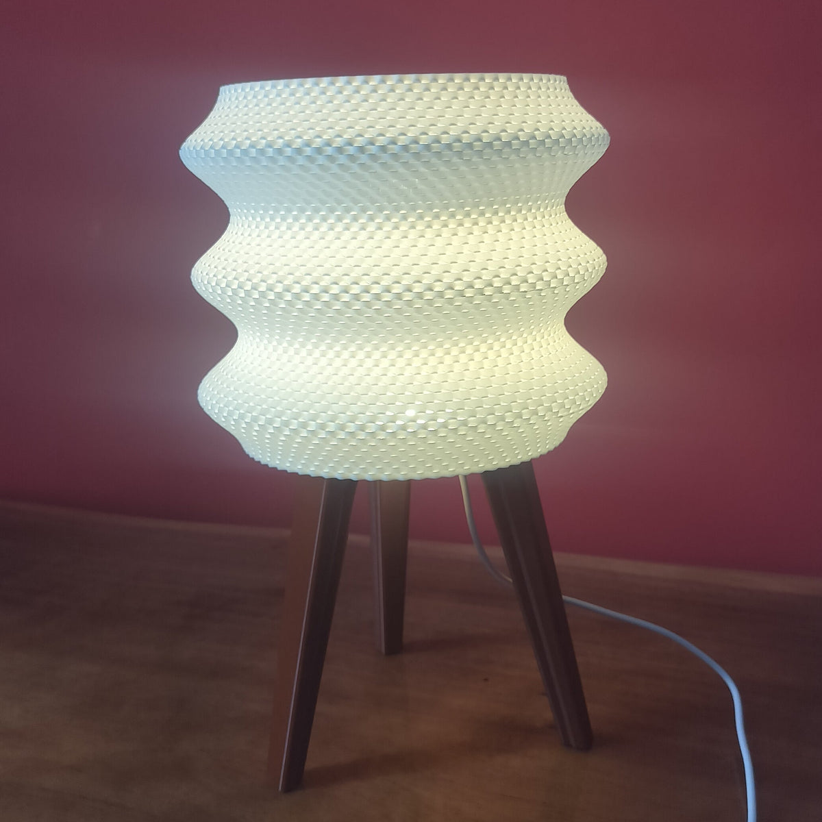 Tripod Table Lamp with Ripple Shade LED light included